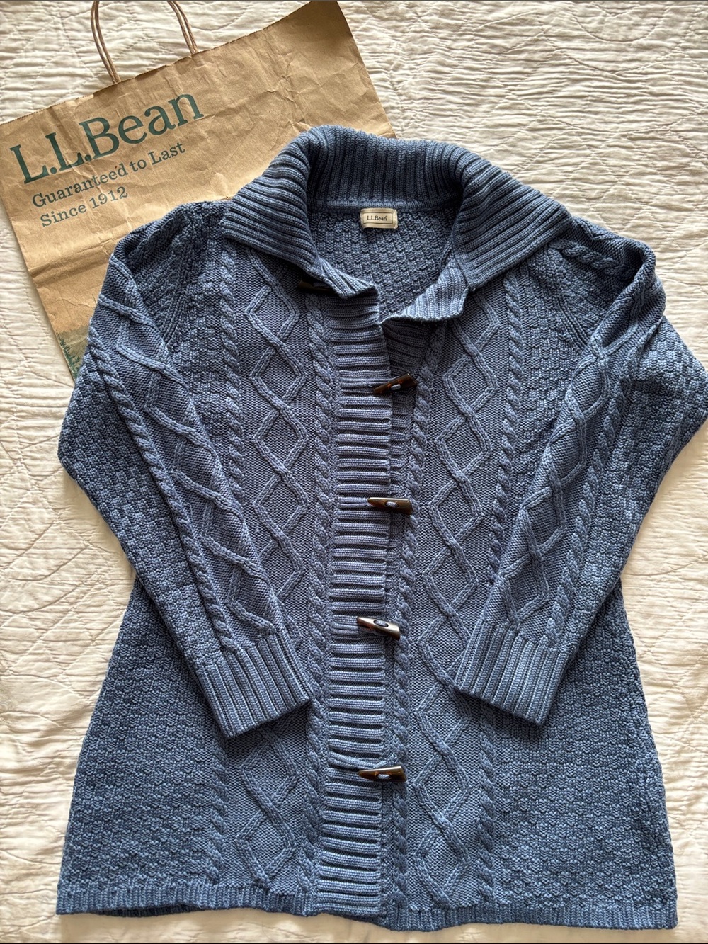 LL Bean Wool Blend Toggle Cardigan